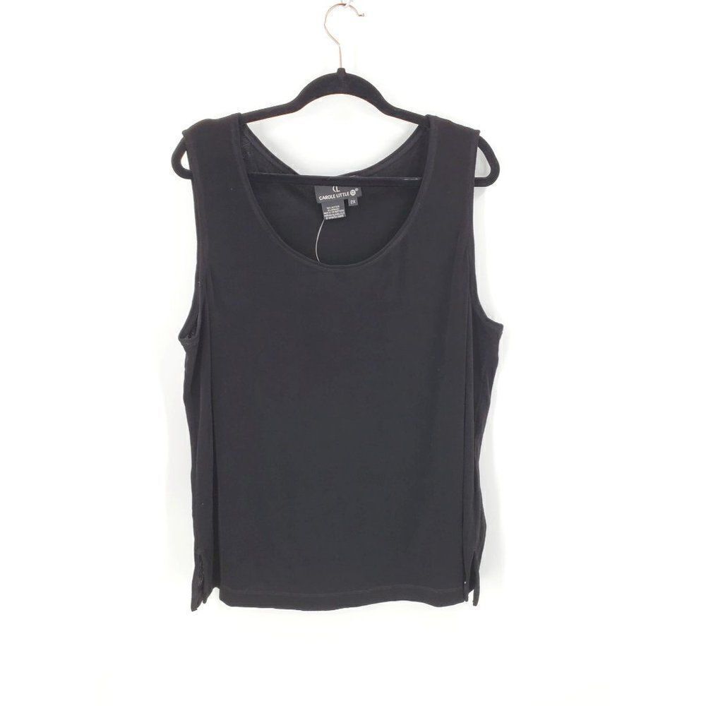 Carole Little II Tank Top Womens Shell Sleeveless Liquid Knit Black Size 2X New